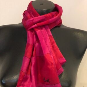 100% SILK OBLONG DESIGNER SCARF-NWT-MADE IN JAPAN-TWO-TONE COLOR BLOCK PATTERN
